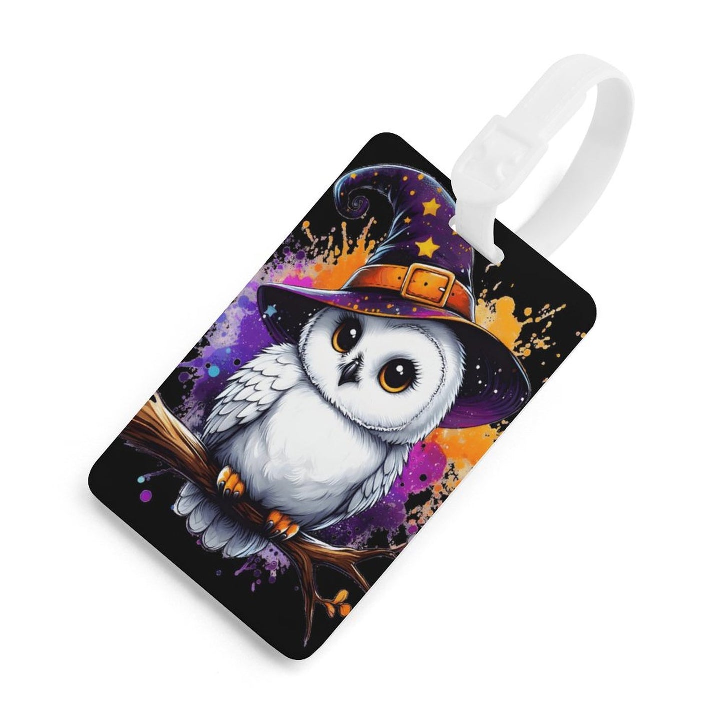 Full-Printed Owl Luggage Tag with Black Hanging Loop