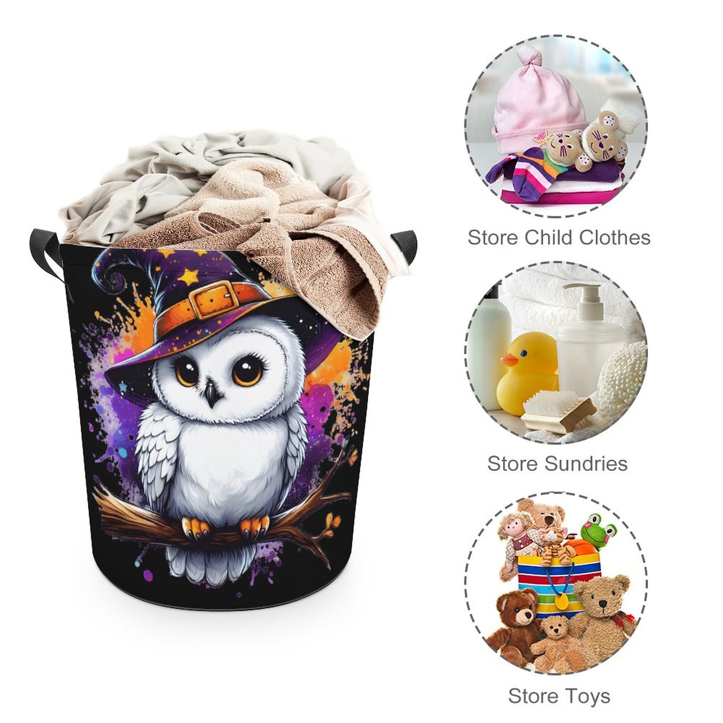 Owl Collapsible Laundry Basket