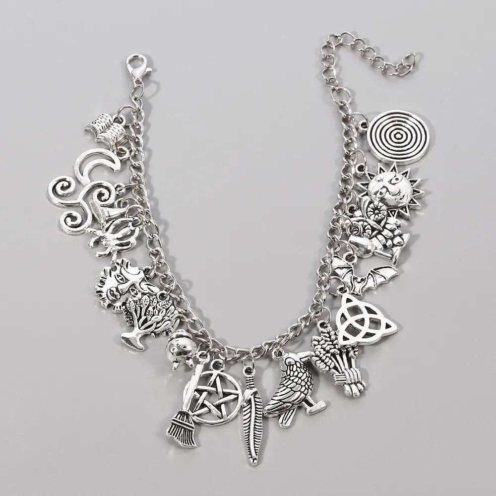 Plated Silver Witch Charm Bracelet