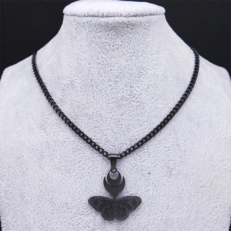 Witchcraft Moth Moon Necklace