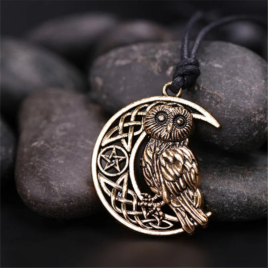 Crescent Moon & Owl Pendant