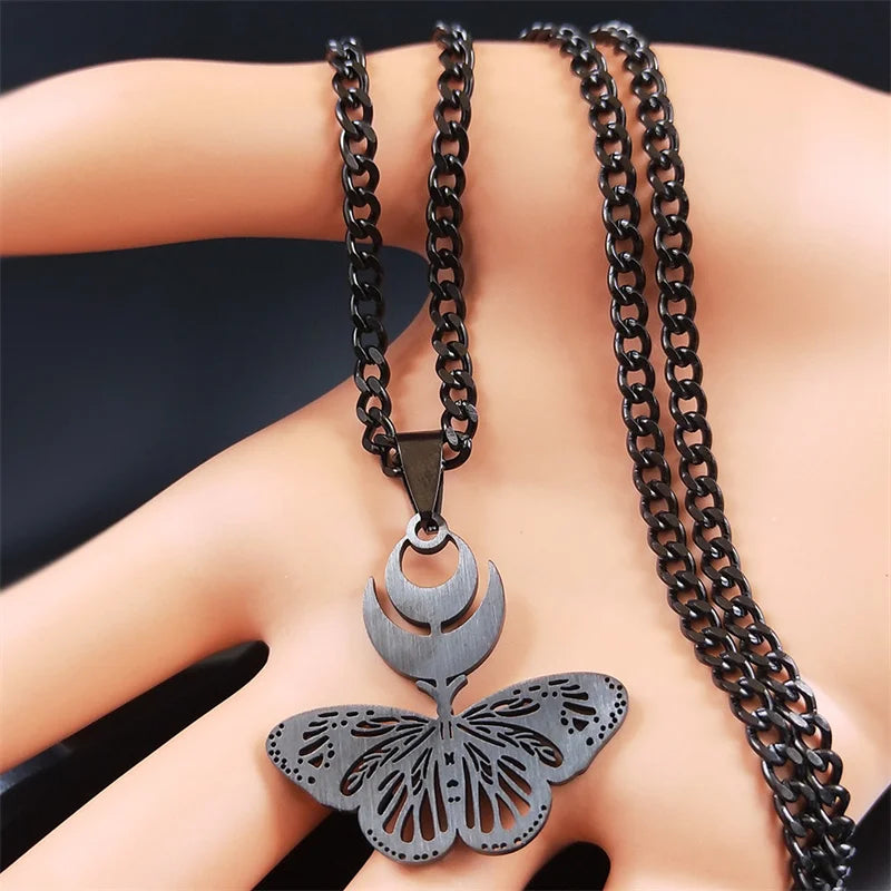Witchcraft Moth Moon Necklace