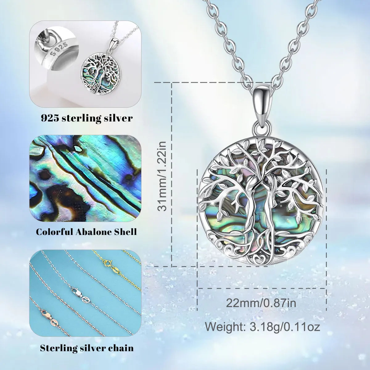 925 Sterling Silver Sisters Tree of Life Necklace