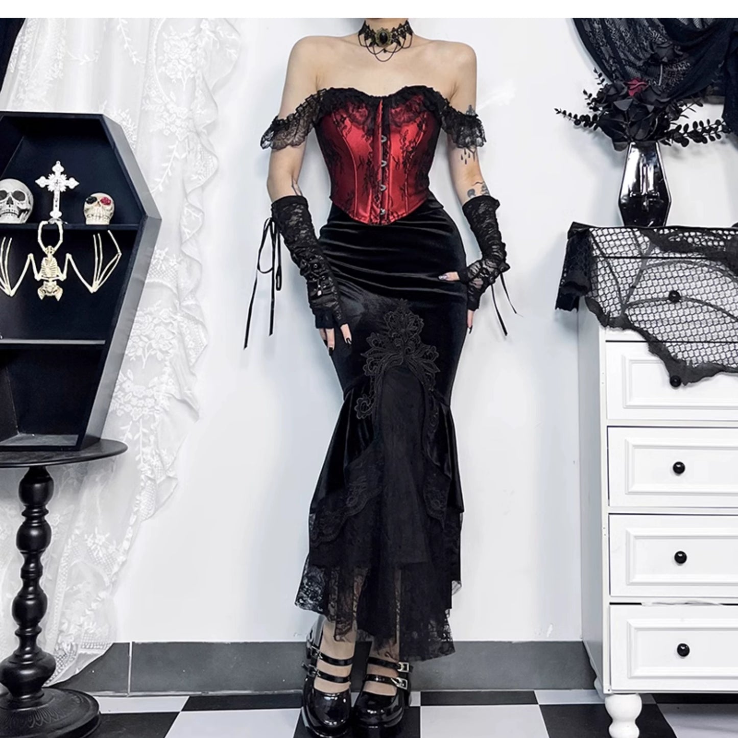 Gothic Suede Witch Fishtail Skirt