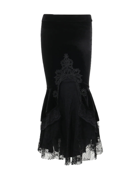 Gothic Suede Witch Fishtail Skirt