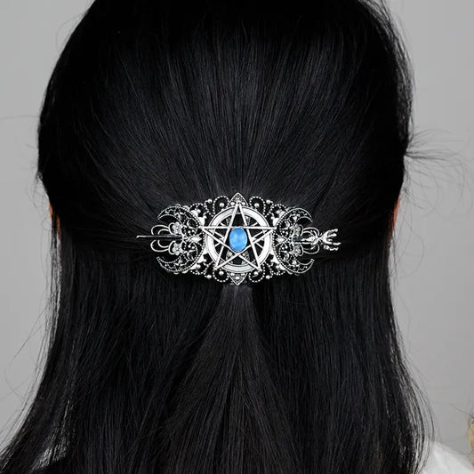 Witch Triple Moon Pentagram Hair Clip