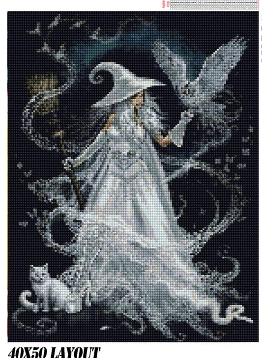 5D DIY Diamond White Witch Mosaic