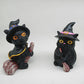 Black Cat with Witch Hat On A Crescent Moon Ornament