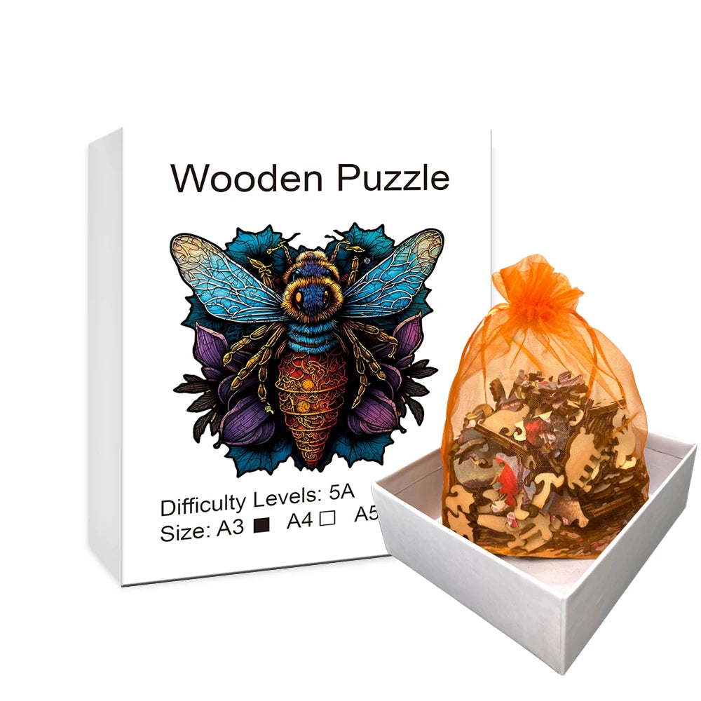 Bee-Shaped Wooden Jigsaw Puzzle