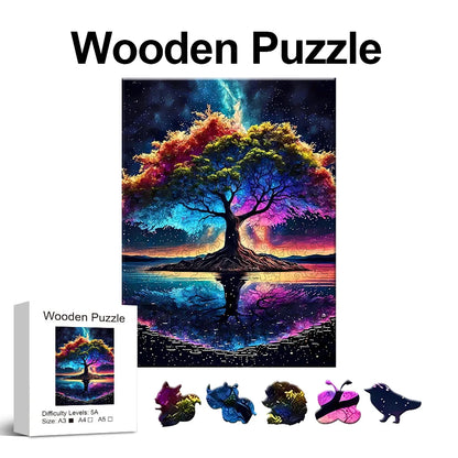 Colorful Wooden Tree of Life Jigsaw Puzzle