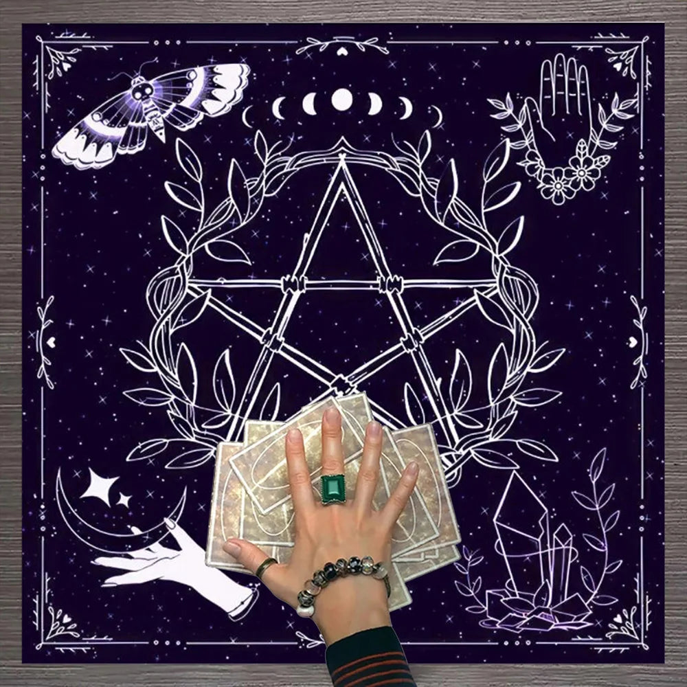 Pentagram Moon Phase Altar Cloth