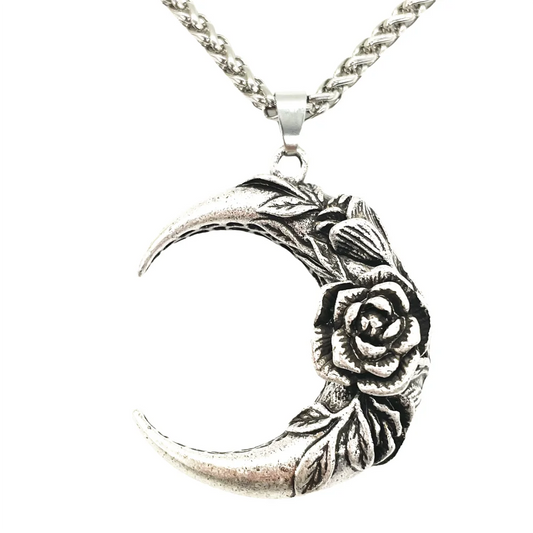 Crescent Moon Rose Pendant