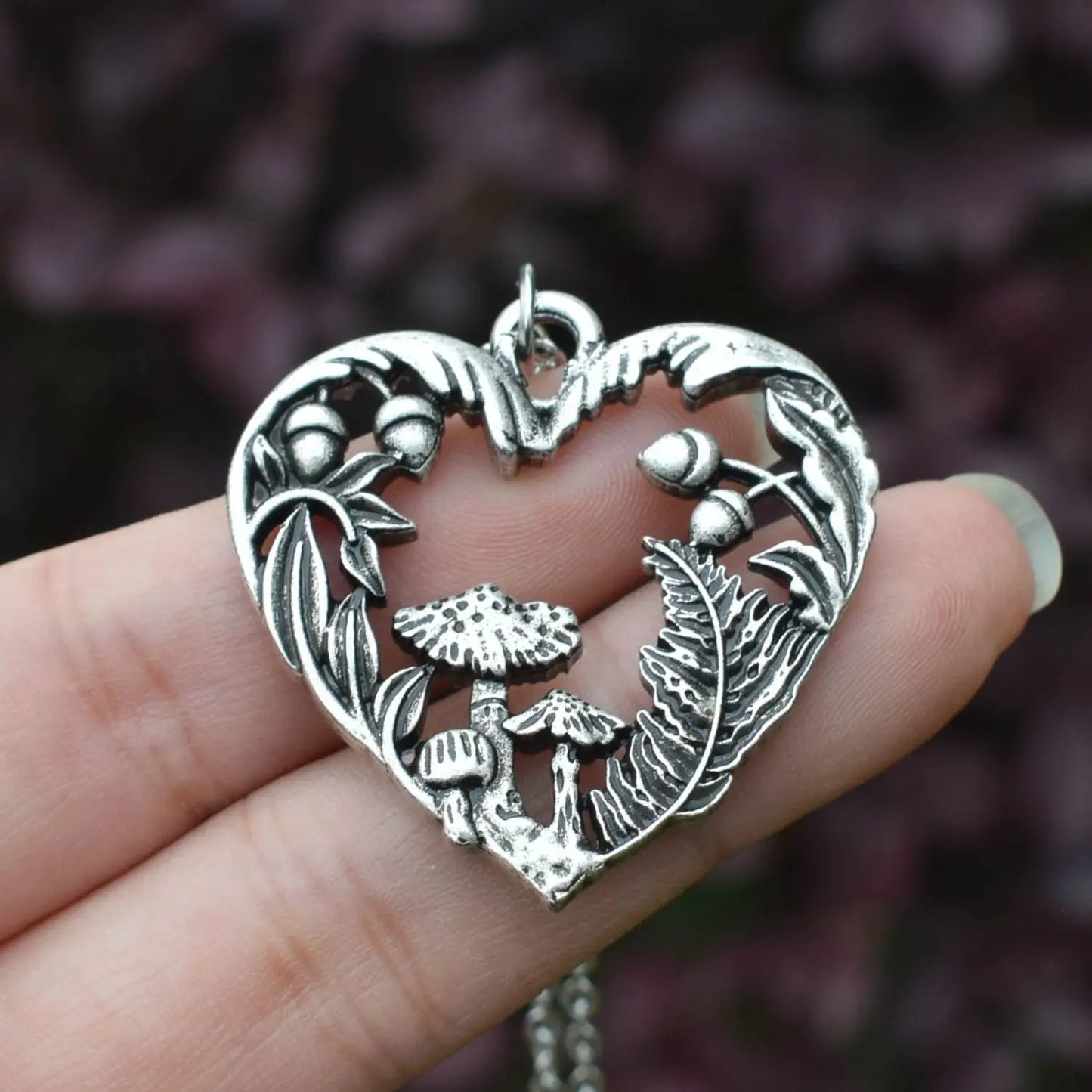 Vintage Style Magic Mushroom Heart Necklace