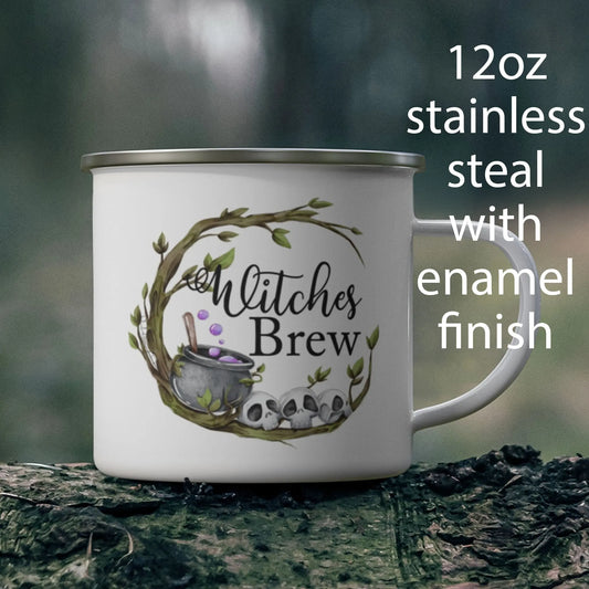 Witches Brew White Enamel Mug