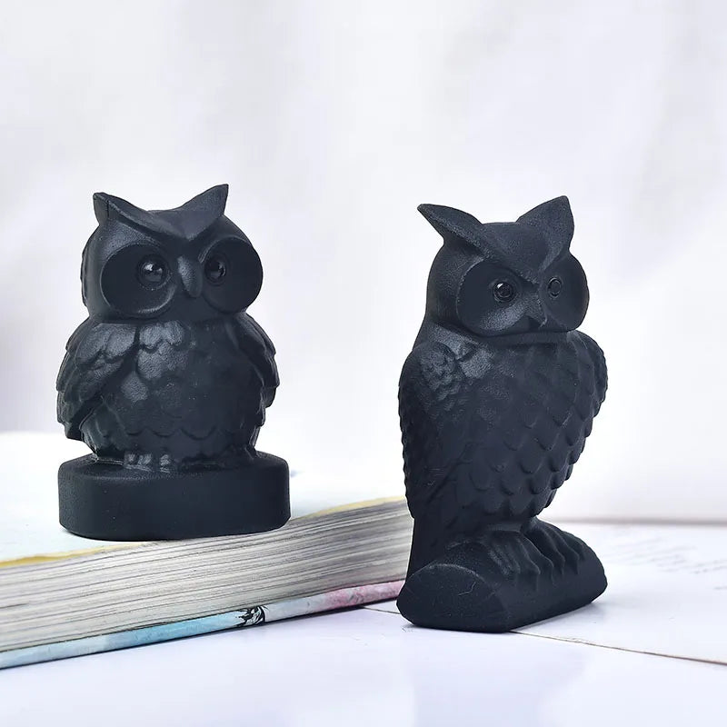 Natural Obsidian Owl Ornament