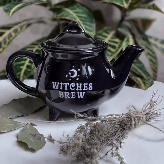 Black Ceramic Tea Pot, Witches Brew Teapot