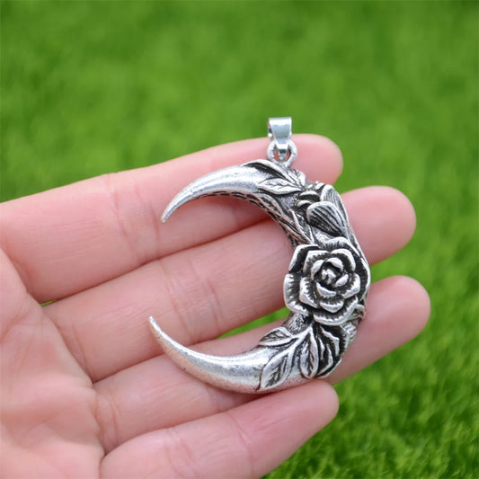 Crescent Moon Rose Pendant