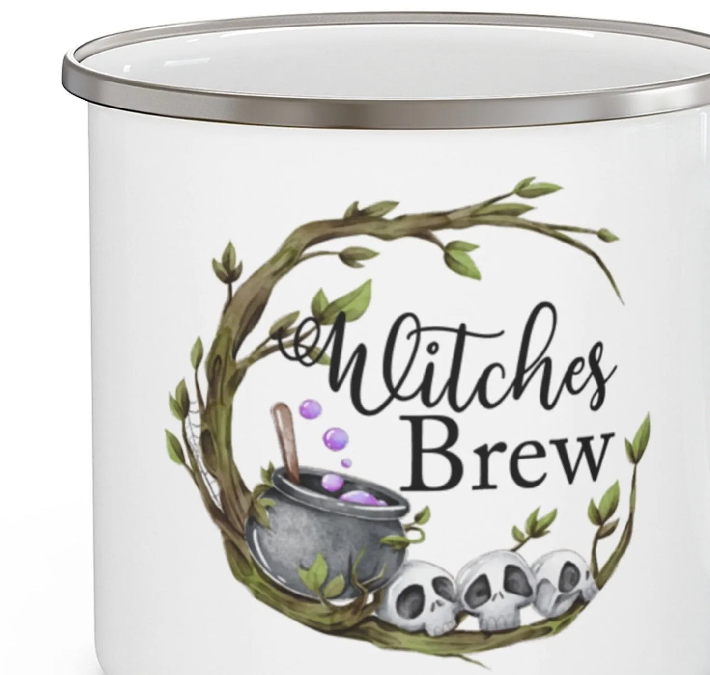 Witches Brew White Enamel Mug