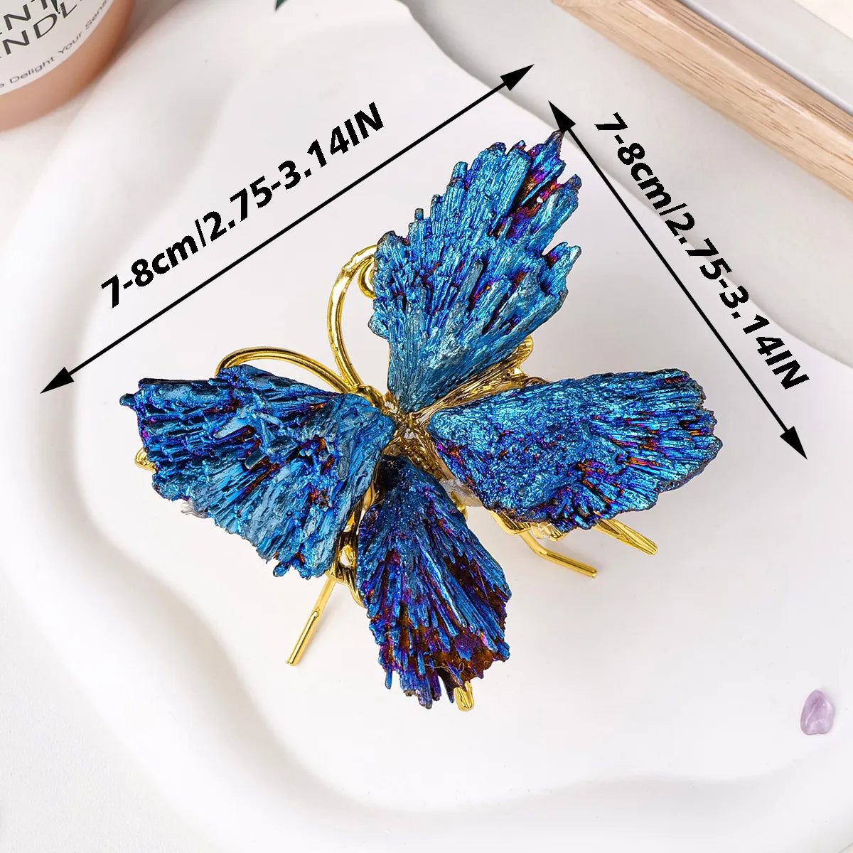 1PC Natural Tourmaline Blue Flame Butterfly