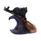 Black Cat and Broomstick Figurine
