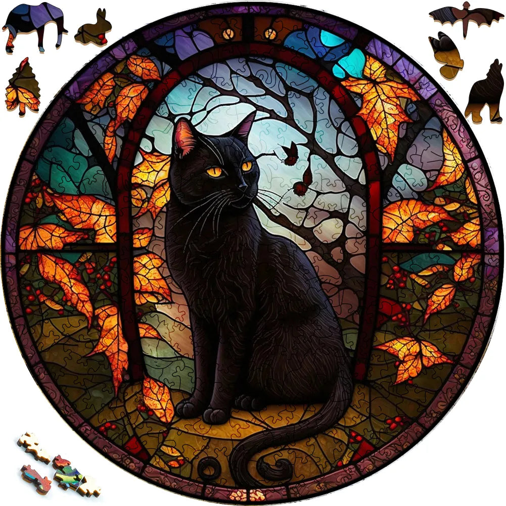 Black Cat Wooden Jigsaw Puzzle