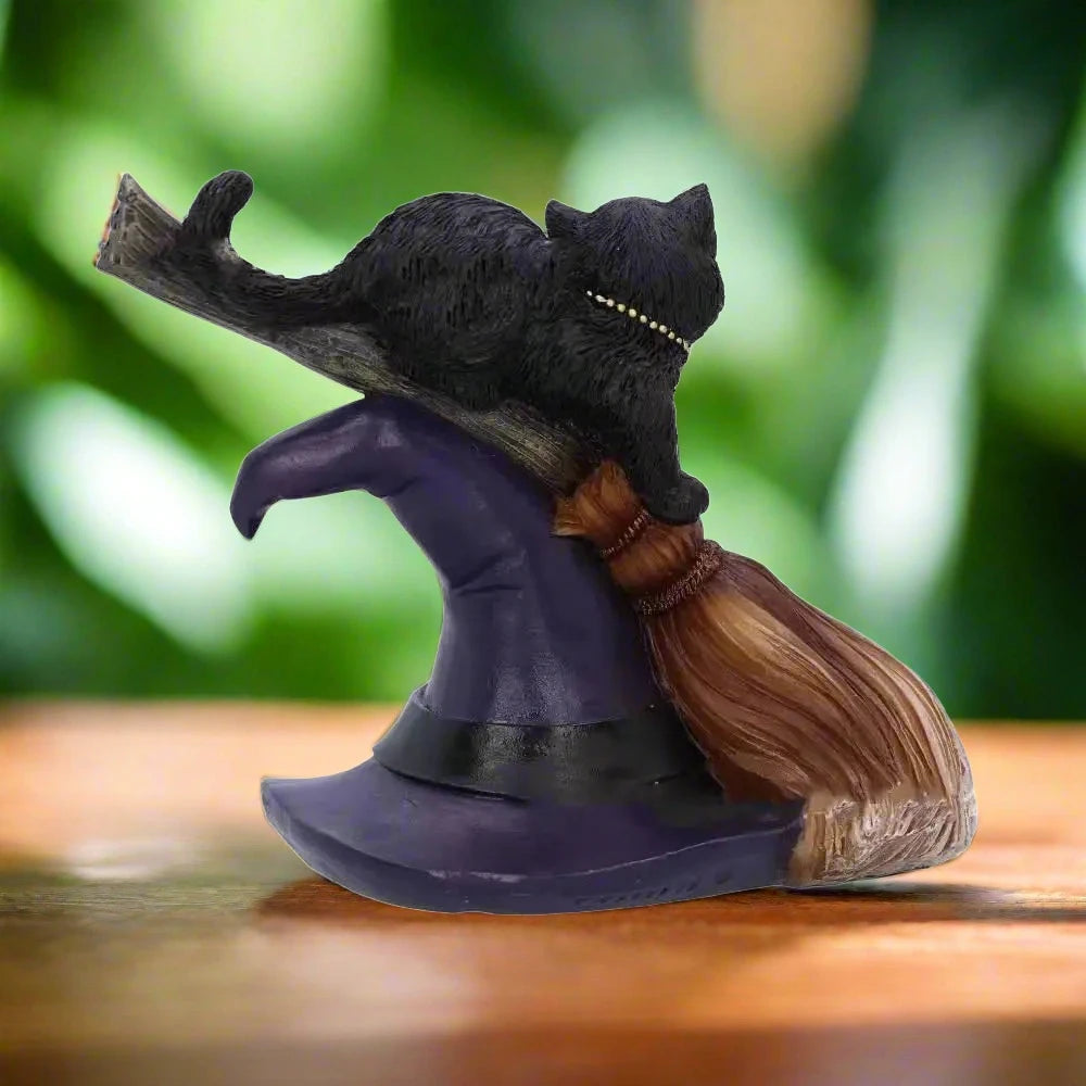 Resin Bewitched Black Cat Ornament