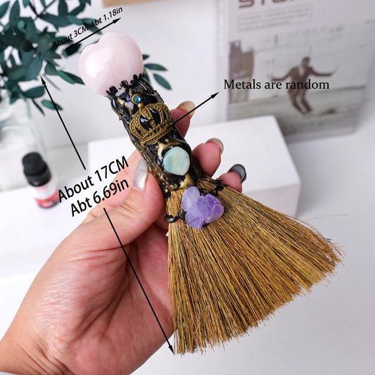 1PC Natural Crystal Heart Shaped Magic Broom