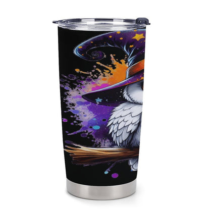 Car Travel Owl Coffee Mug with Lid (All-Over Printing)