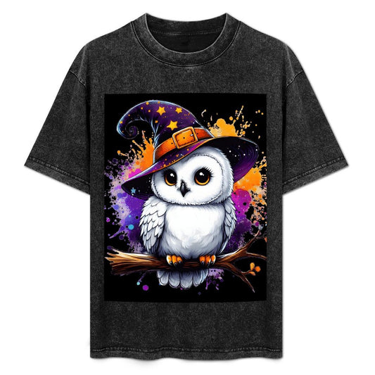 Women Washed Vintage Owl T-Shirt (Front Printing)