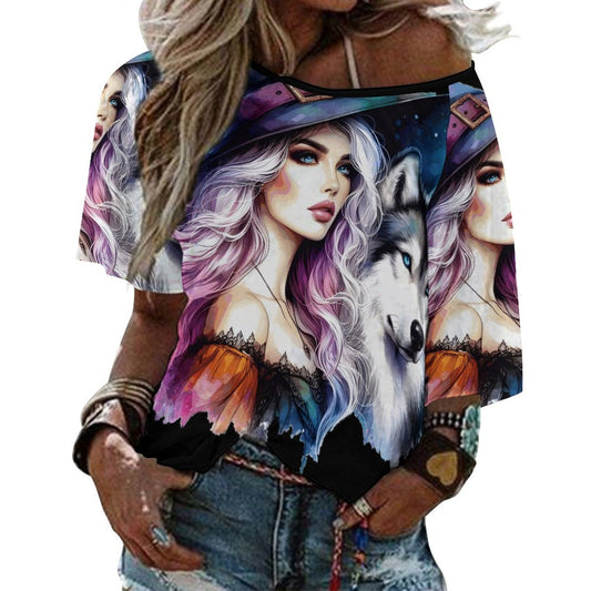 180gsm Women’s Off the Shoulder Half-Sleeve T-shirt BAT (All-Over Printing)