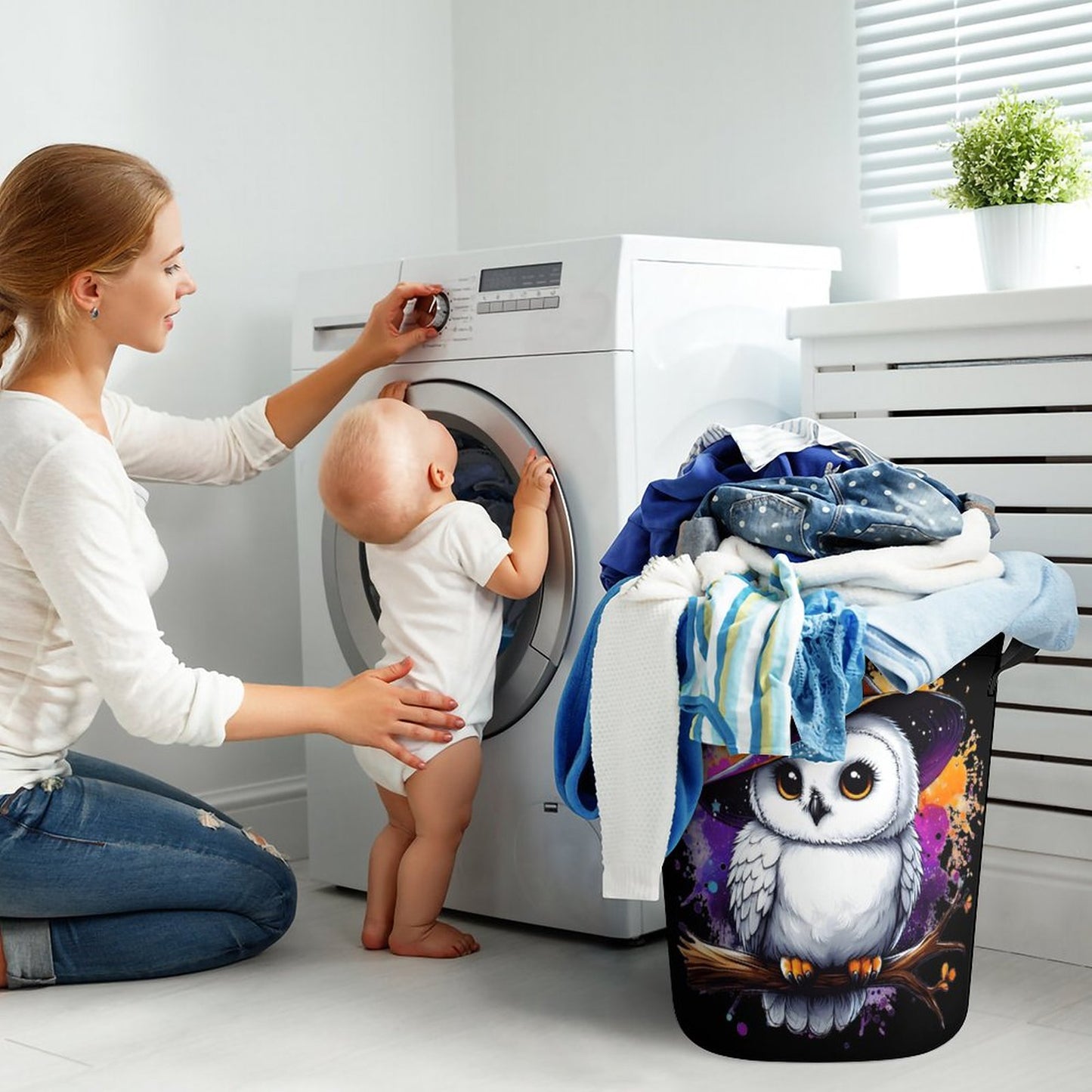 Owl Collapsible Laundry Basket